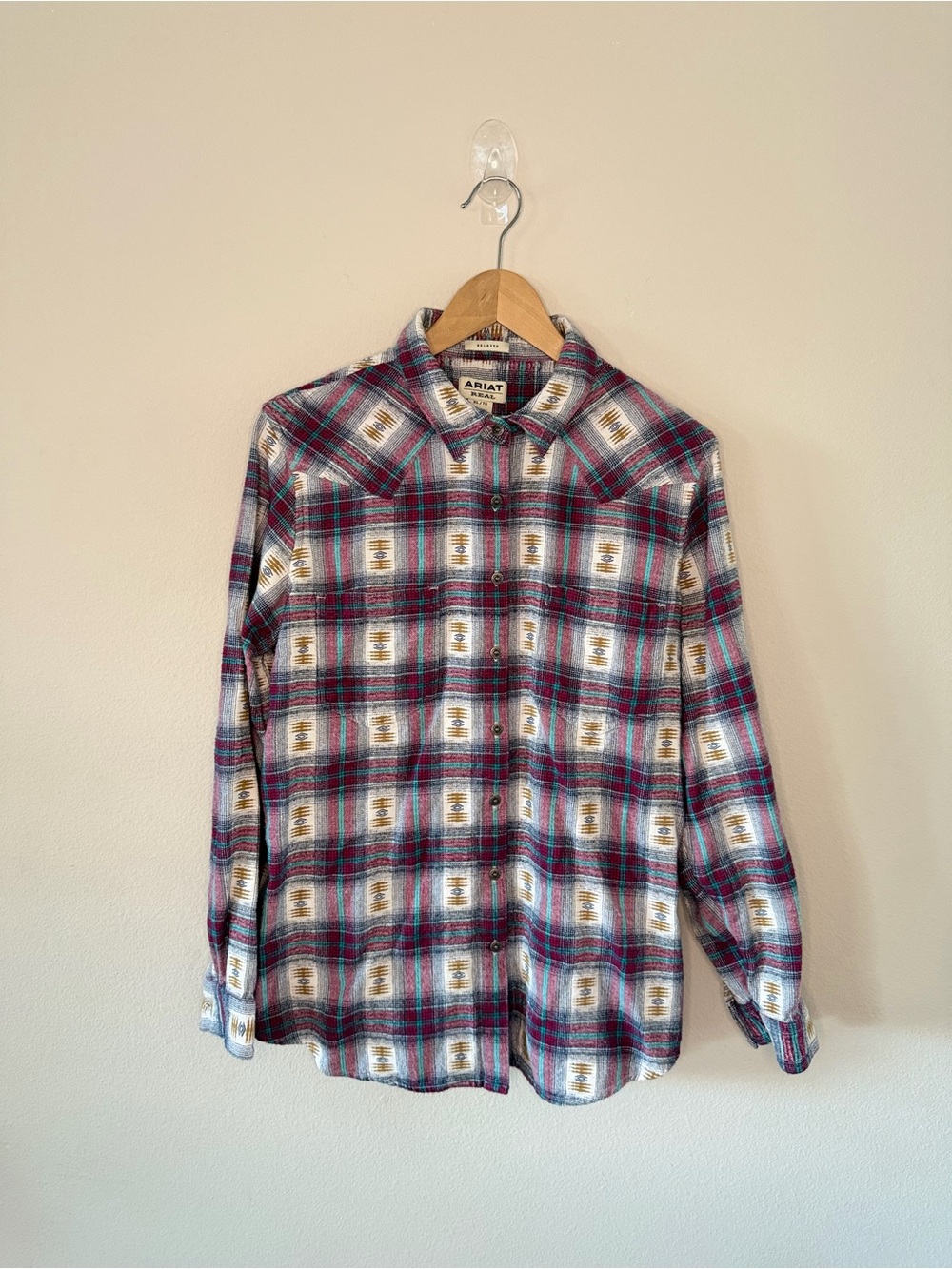 Ariat REAL Billie Jean Western Shirt Women’s XL Fits Like L Southwestern Plaid